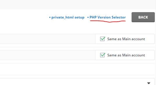 php version selector